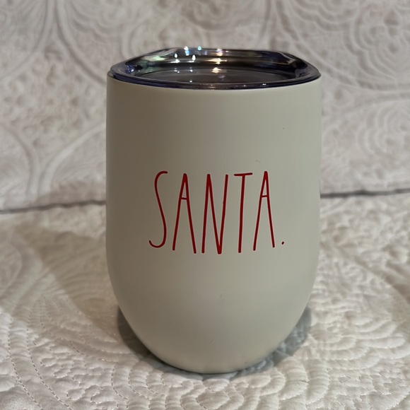 Rae Dunn Santa and Elf stemless wine glasses with lids - Picture 2 of 15